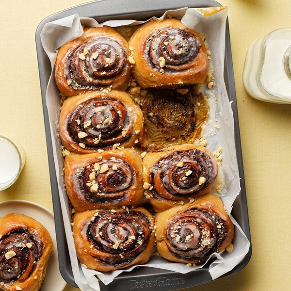 Chocolate-hazelnut espresso cinnamon rolls