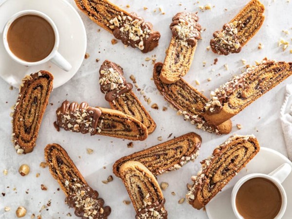Chocolate hazelnut-filled biscotti [chocolate hazelnut glaze]