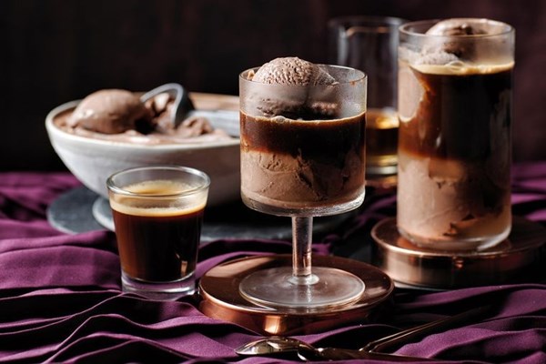 Chocolate hazelnut ice cream affogato