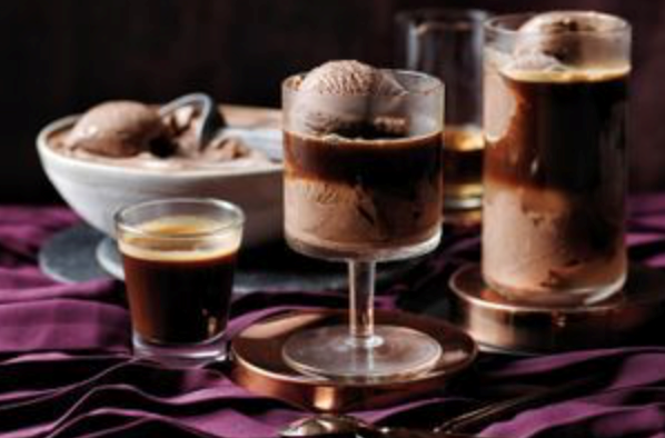 Chocolate hazelnut ice cream affogato
