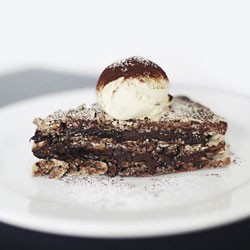 Chocolate hazelnut meringue with Frangelico cream