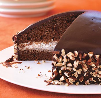 Chocolate-honey dome cake with chocolate-honey glaze