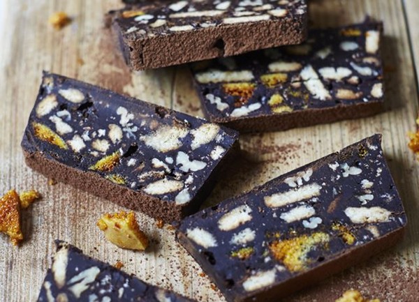 Chocolate honeycomb biscuit cake