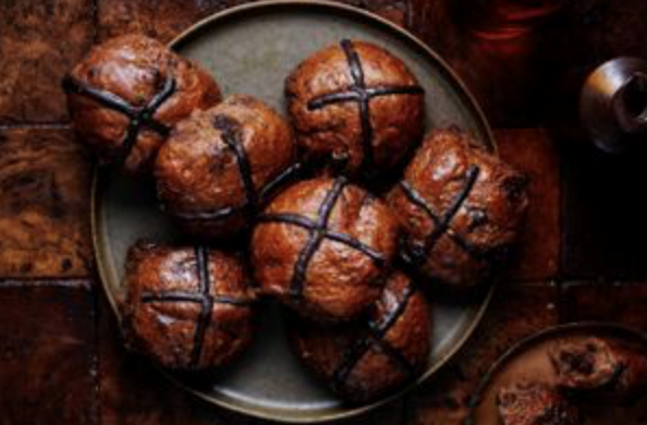 Chocolate hot cross buns