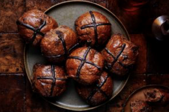 Chocolate hot cross buns