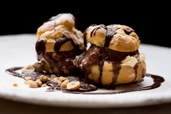 Chocolate ice cream profiteroles