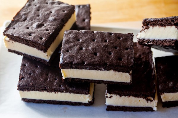 Chocolate ice cream sandwiches