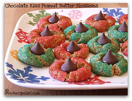 Chocolate kiss peanut butter blossoms