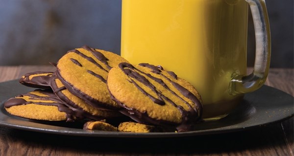 Chocolate, lemon & turmeric cookies