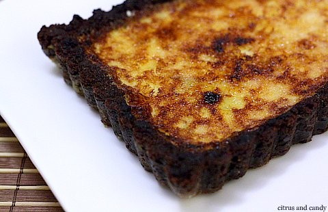 Chocolate lime brulee tart