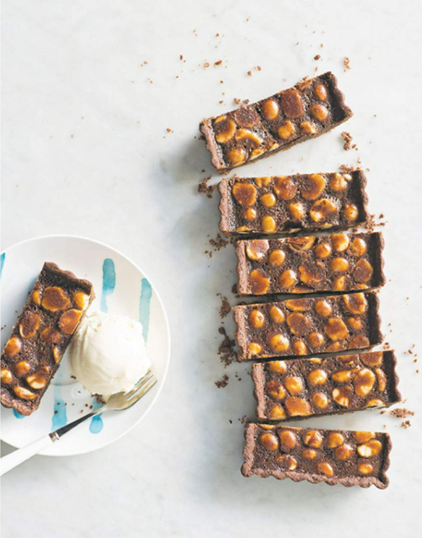 Chocolate macadamia & orange tart