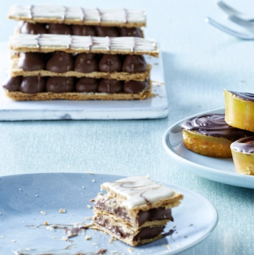 Chocolate malt millefeuille