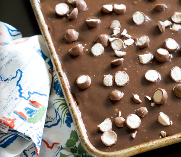 Chocolate malt Texas sheet cake