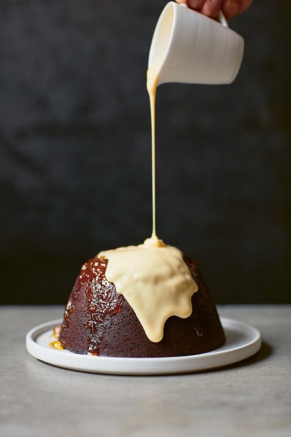 Chocolate, marmalade and ginger steamed pudding