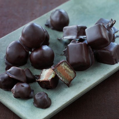 Chocolate marzipan with Cognac and walnuts