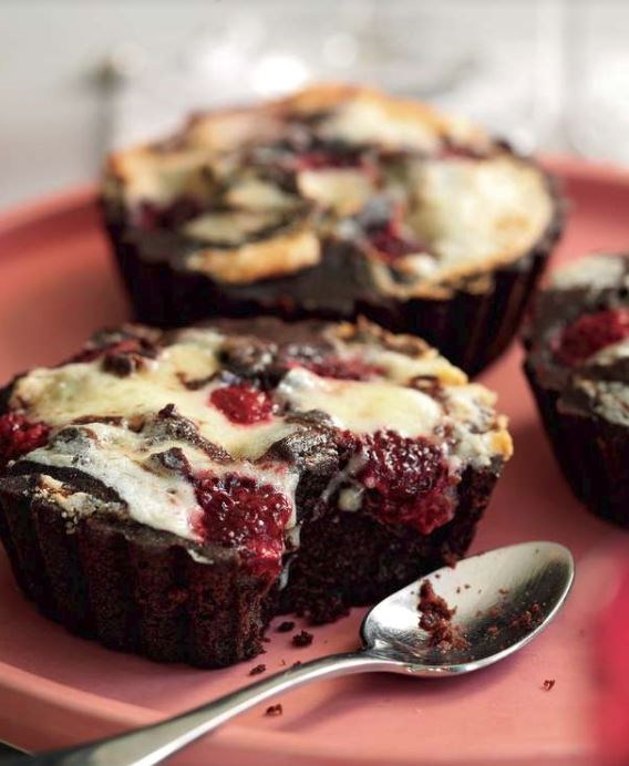Chocolate mascarpone and raspberry tarts