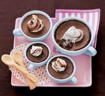 Chocolate mascarpone cheesecake pots with shortbread spoons