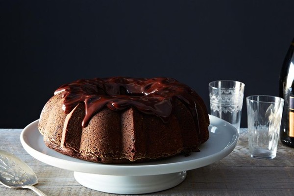 Chocolate-mashed potato cake with ganache