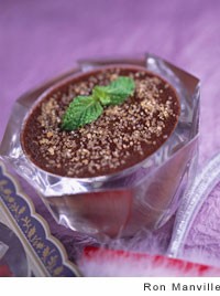 Chocolate mint bourbon crème brulee
