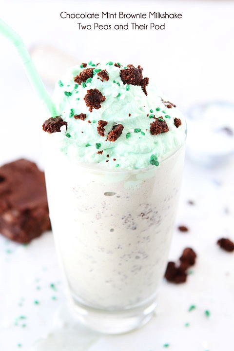 Chocolate mint brownie milkshake