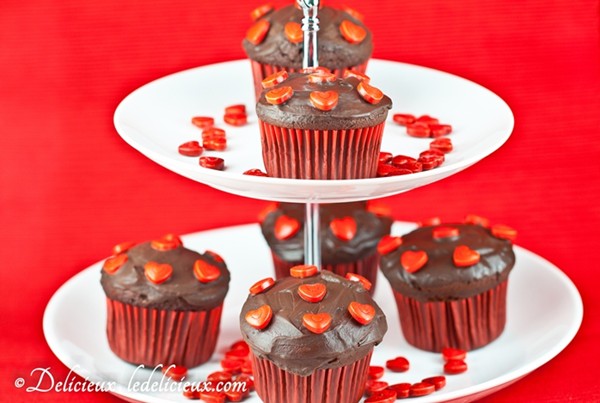 Chocolate mint cupcakes with molten Lindt Lindor mint chocolate ball centre