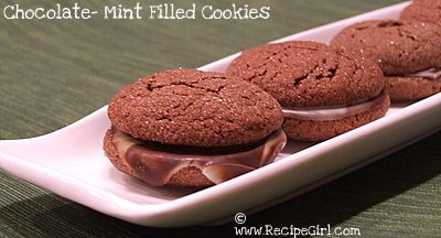Chocolate mint filled cookies