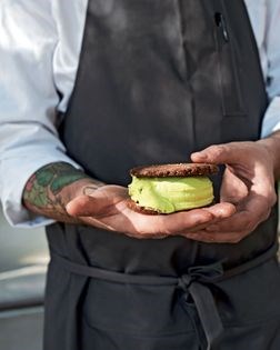 Chocolate mint ice cream sandwich