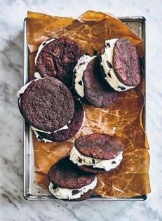 Chocolate mint ice-cream sandwiches