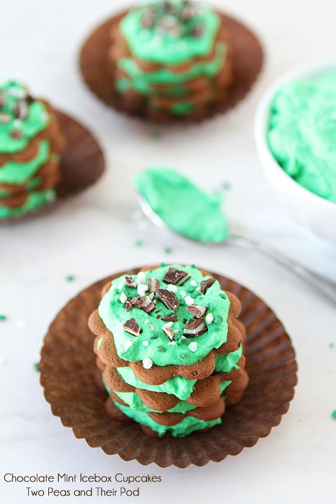 Chocolate mint icebox cupcakes