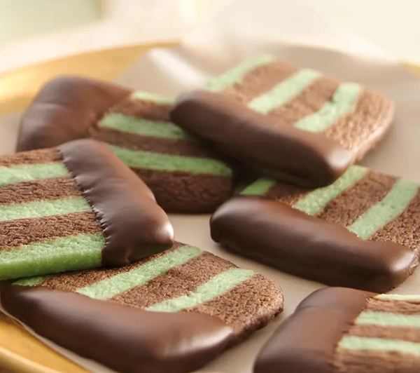 Chocolate-mint layered cookie slices