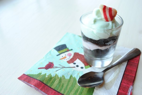 Chocolate mint shot glass dessert