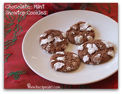 Chocolate mint snowtop cookies