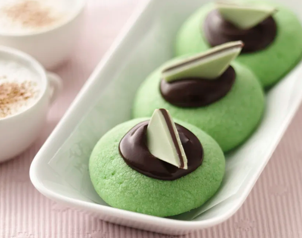 Chocolate-mint thumbprints