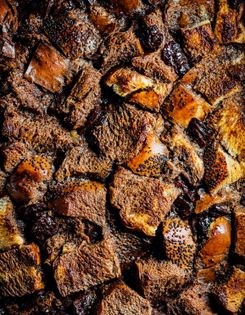 Chocolate miso bread pudding