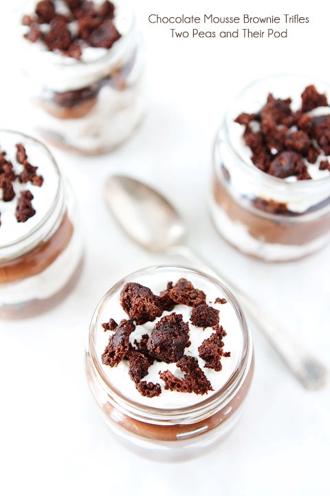 Chocolate mousse brownie trifles