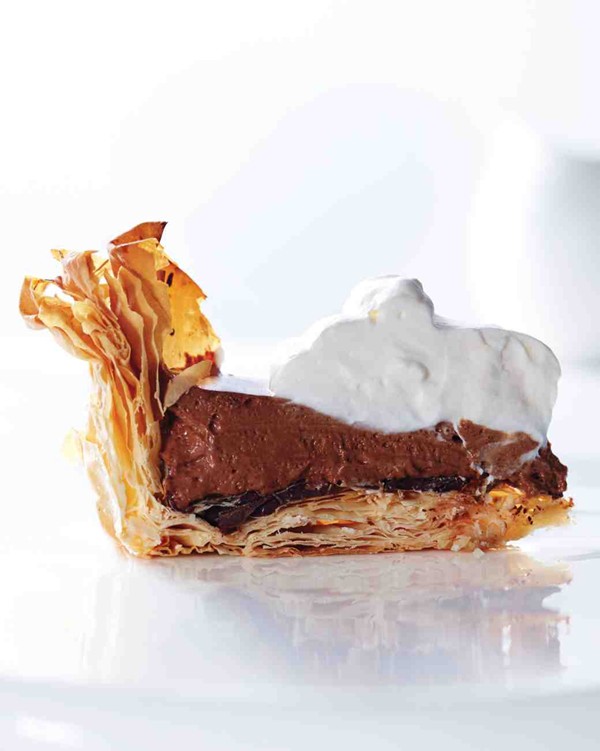 Chocolate mousse pie with phyllo crust