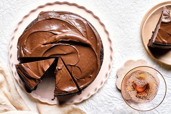 Chocolate mud cake with silky chocolate ganache
