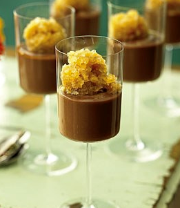 Chocolate natillas with coffee-bean granita