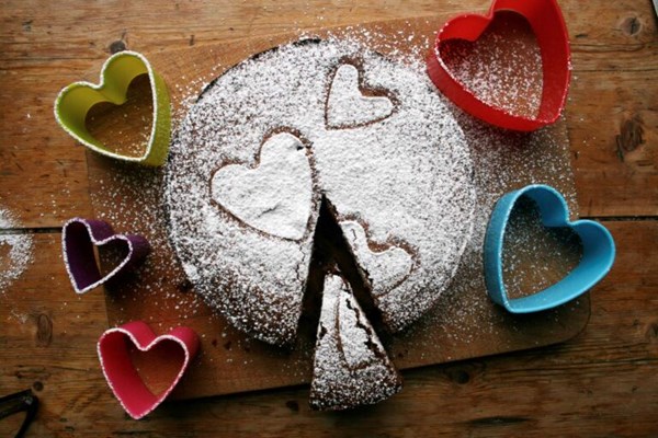 Chocolate orange and almond Valentines cake