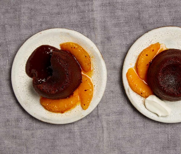Chocolate, orange and chipotle fondants