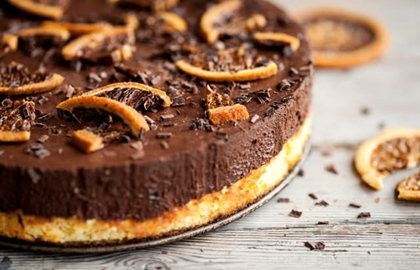 Chocolate orange pudding with orange crisps