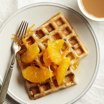 Chocolate-orange yeasted waffles