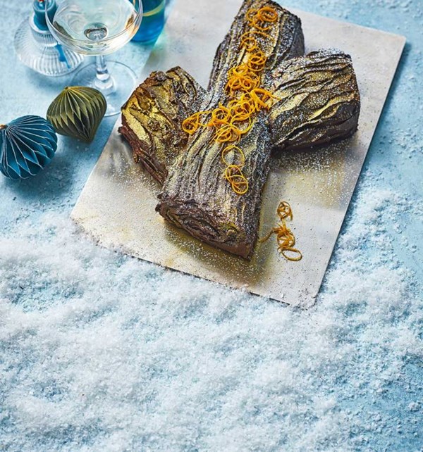 Chocolate orange Yule log