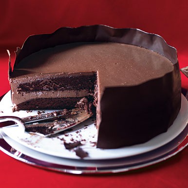 Chocolate panna cotta layer cake