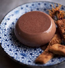 Chocolate pannacotta with hazelnut fingers