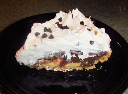 Chocolate, peanut butter, and banana pie