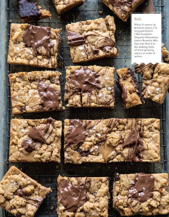 Chocolate peanut butter blondie brownie bars