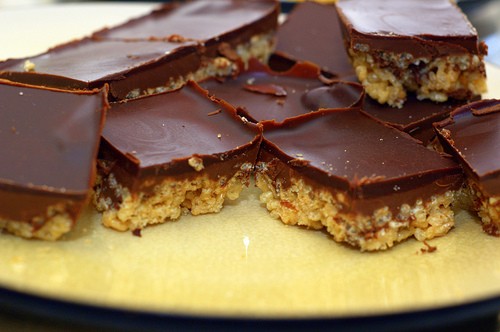 Chocolate peanut-butter crispy bars