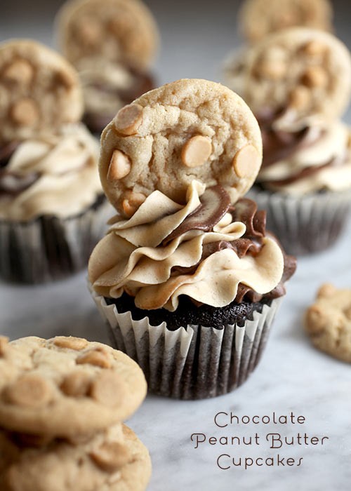 Chocolate peanut butter cupcakes (with peanut butter cookies) recipe ...