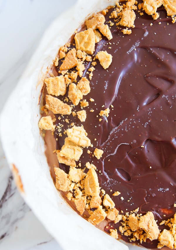 Chocolate peanut butter ice cream pie